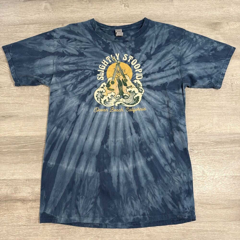 Slightly Stoopid Shirt Men’s Large Blue Tie Dye Ocean Beach California Band Tee